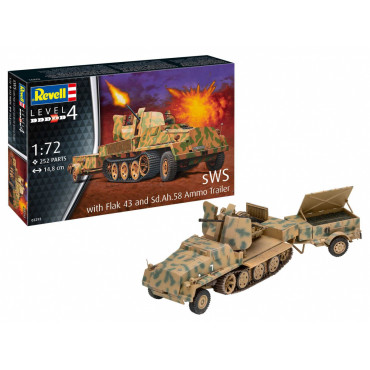 KIT PARA MONTAR REVELL SWS WITH FLAK 43 AND SD.AH.58 AMMO TRAILER 1/72 252 PEÇAS REV 03293